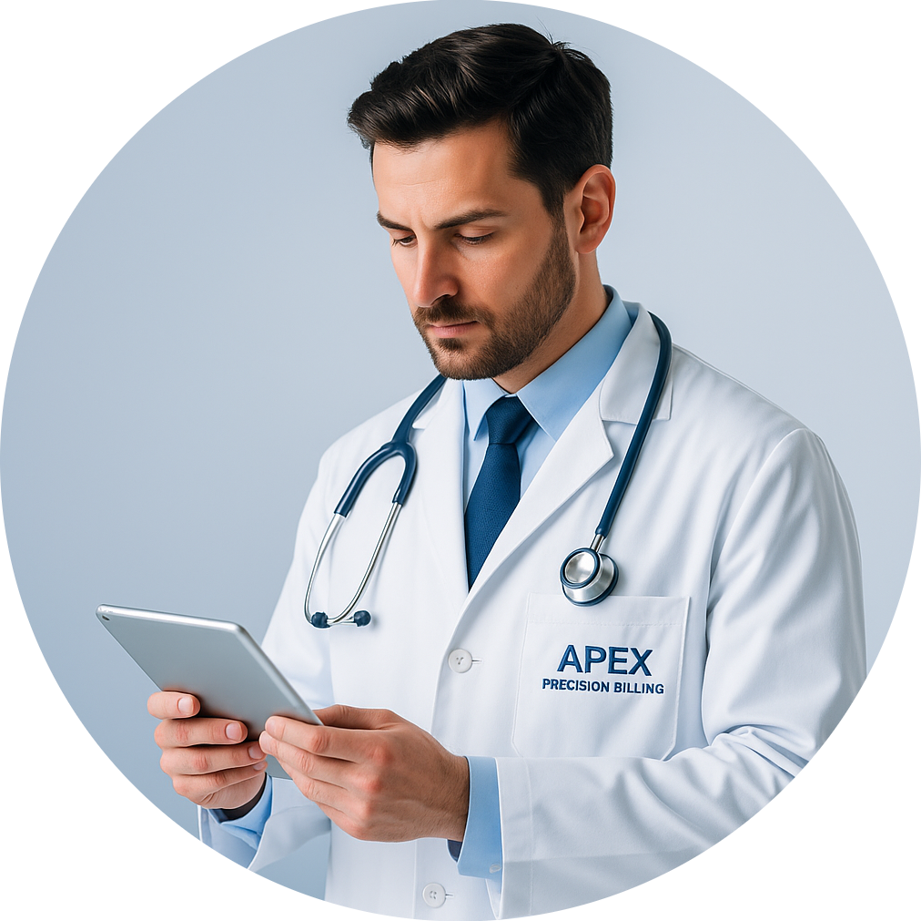 Smiling healthcare professional representing Apex Precision Billing services